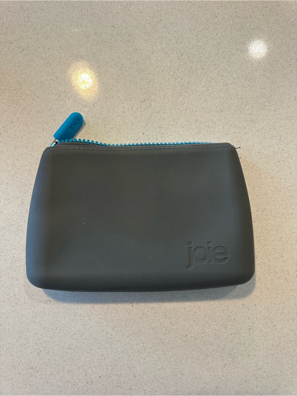Joie Black Silicone Pouch with Teal Zip Pull